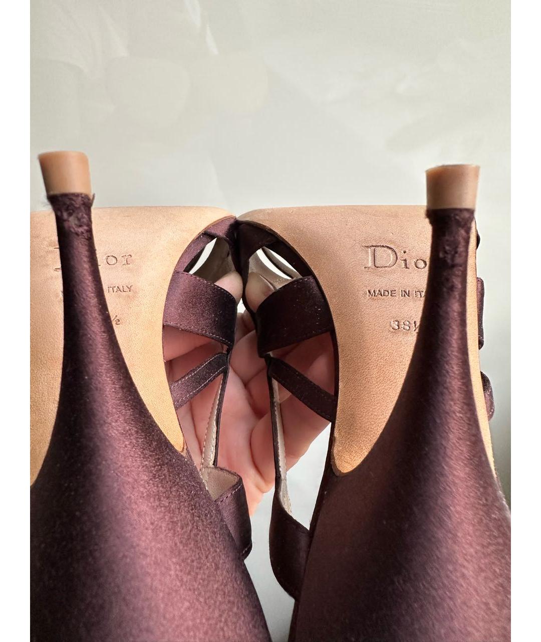 CHRISTIAN DIOR Коричневые текстильные босоножки, фото 8