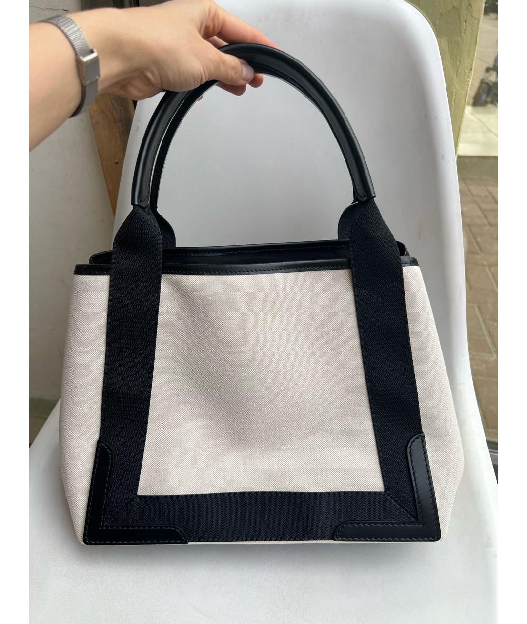 BALENCIAGA Бежевая тканевая сумка с короткими ручками, фото 2