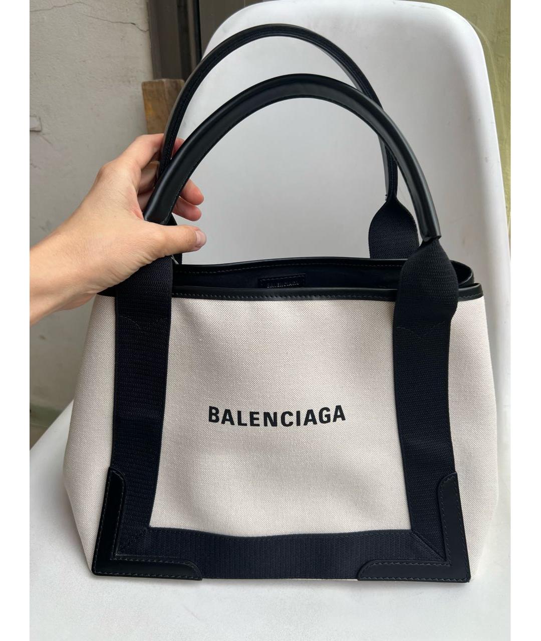 BALENCIAGA Бежевая тканевая сумка с короткими ручками, фото 3