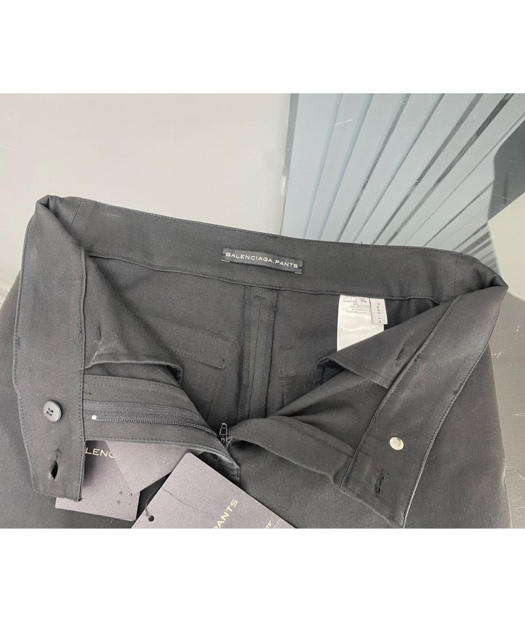 BALENCIAGA Черные хлопко-эластановые прямые брюки, фото 3