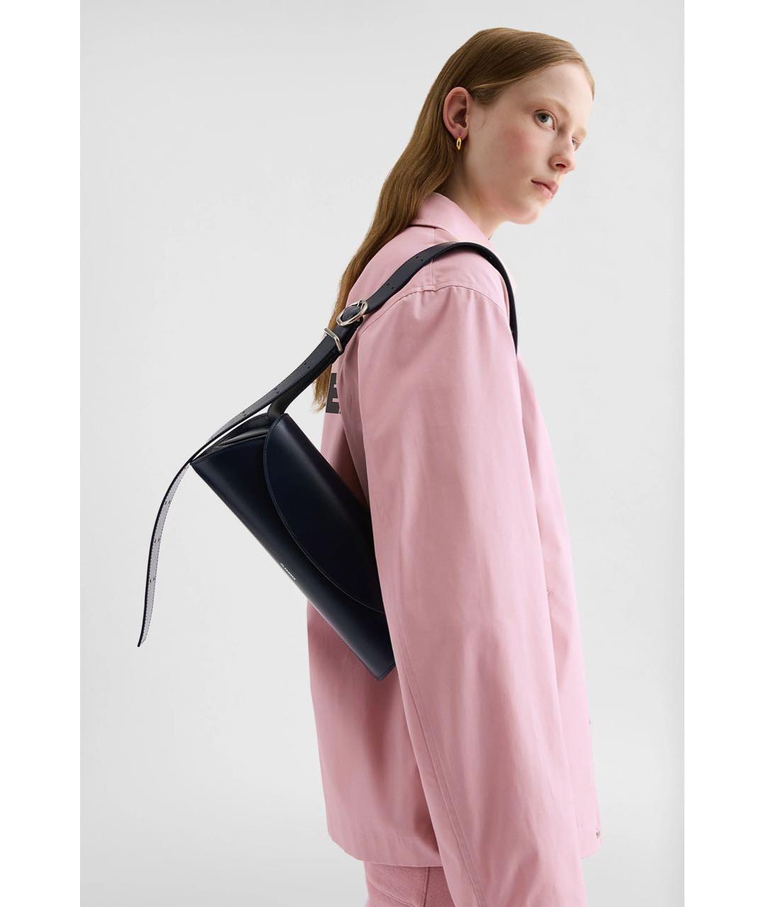JIL SANDER Темно-синяя кожаная сумка через плечо, фото 6