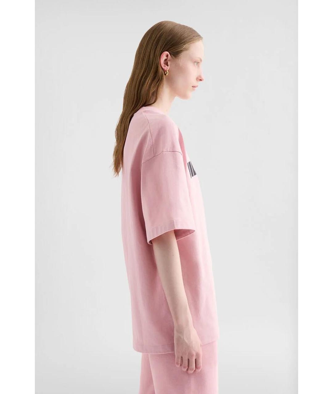 JIL SANDER Розовая хлопковая футболка, фото 4