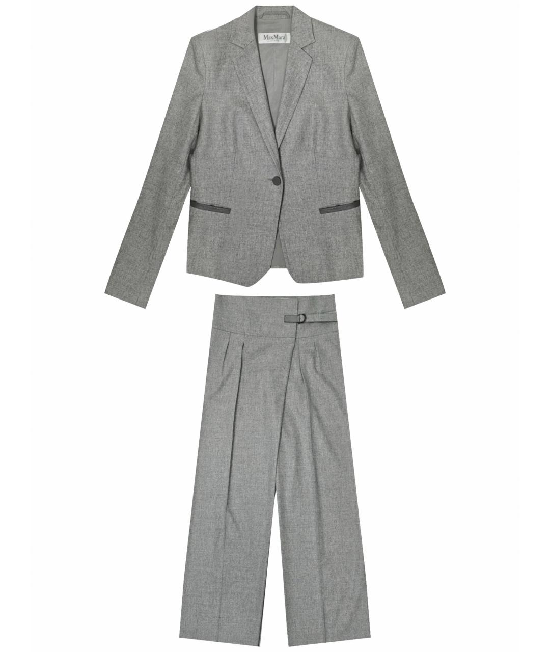 MAX MARA Серый шерстяной костюм с брюками, фото 1