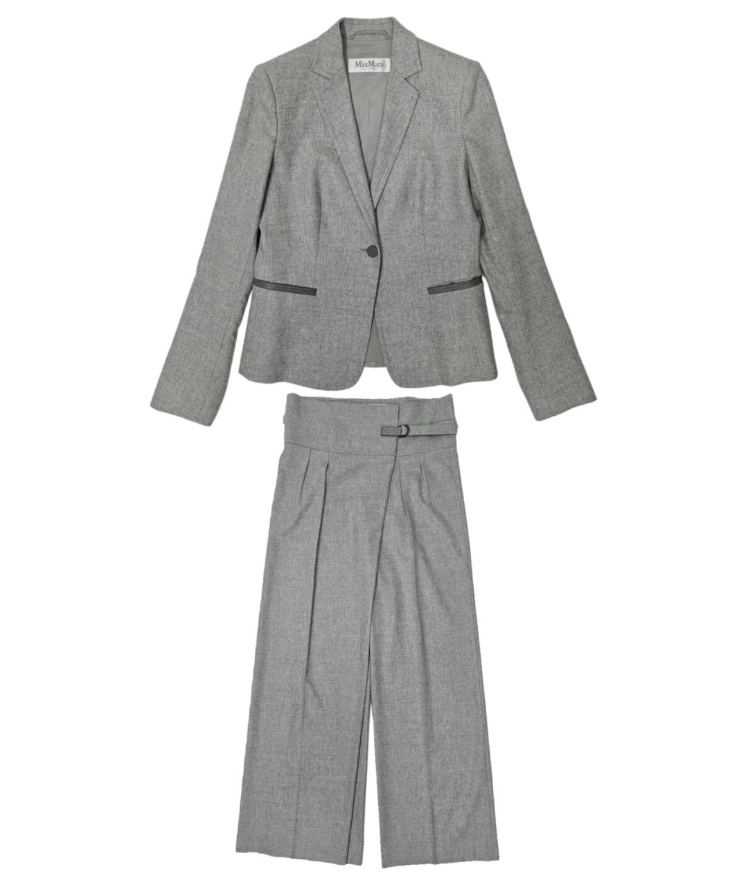 MAX MARA Серый шерстяной костюм с брюками, фото 10