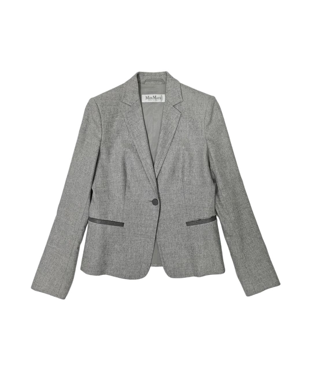 MAX MARA Серый шерстяной костюм с брюками, фото 2