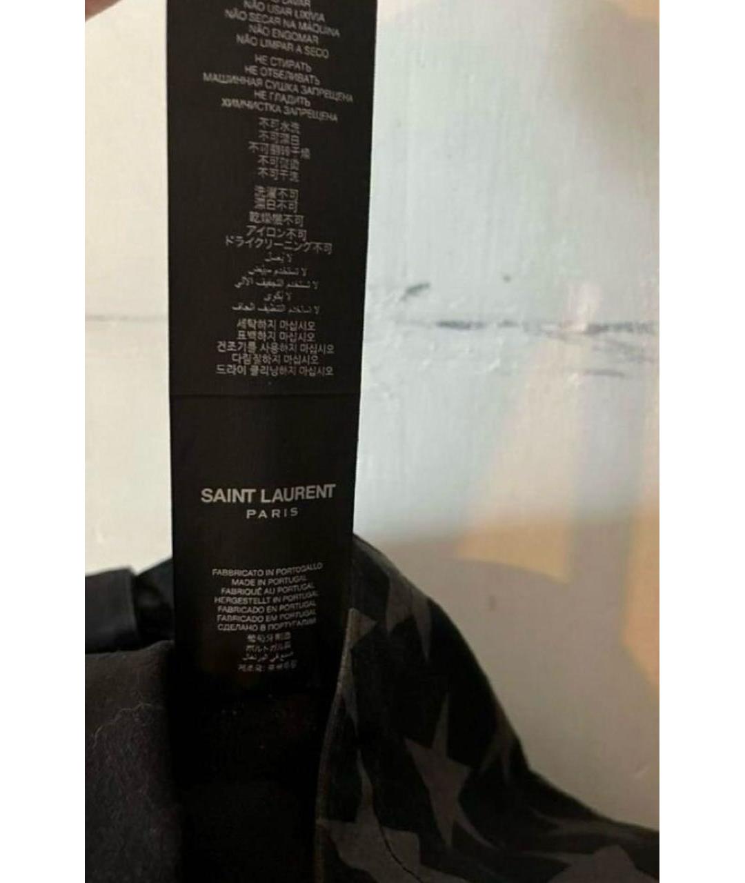 SAINT LAURENT Антрацитовая хлопковая сумка тоут, фото 5