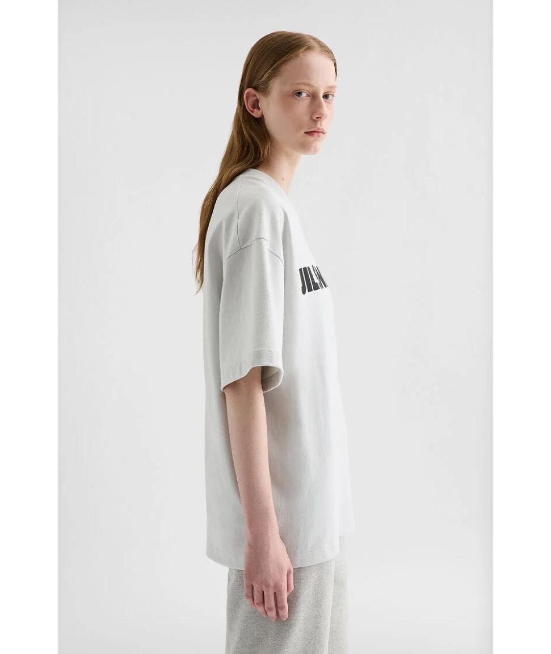 JIL SANDER Серая хлопковая футболка, фото 4
