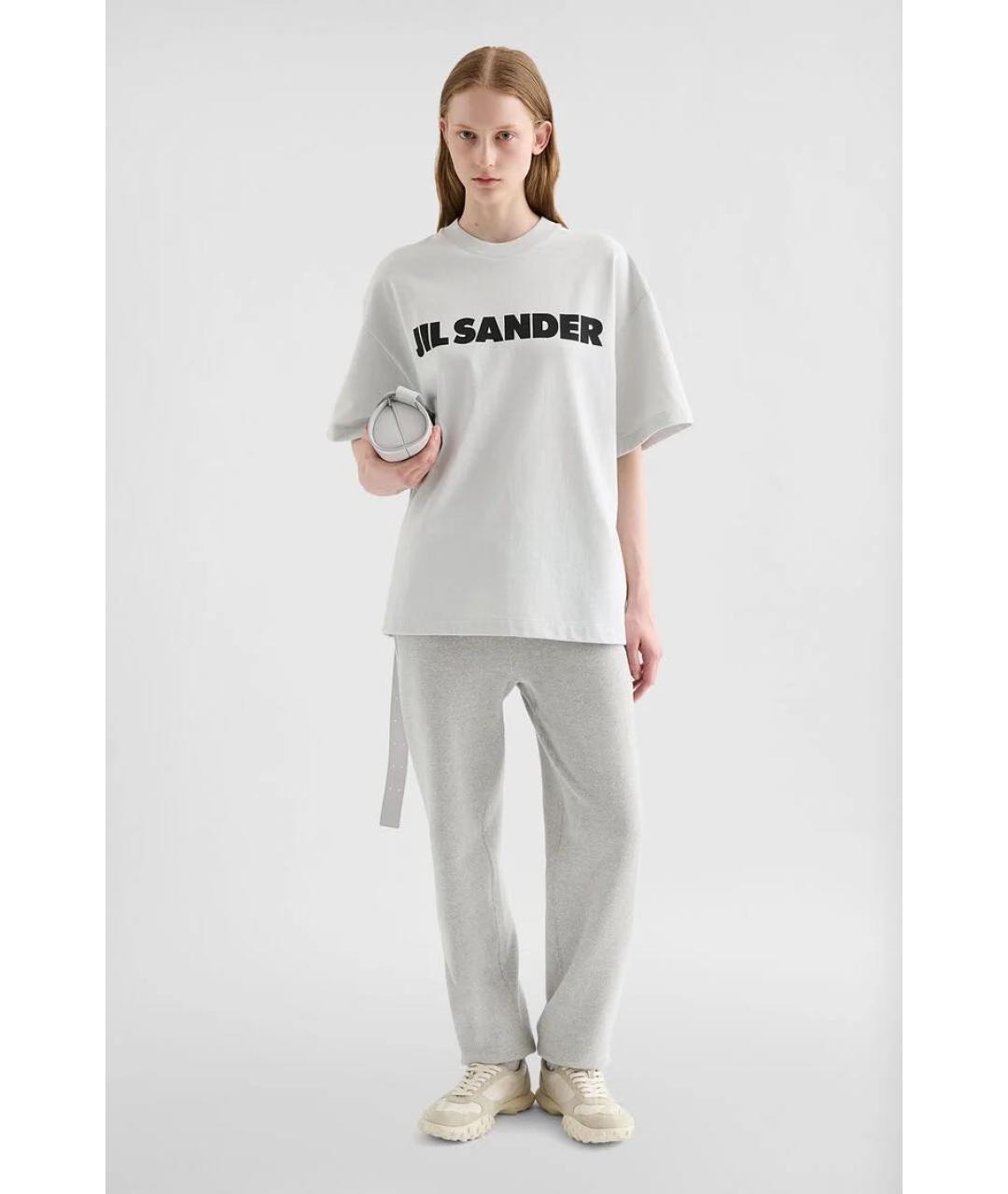 JIL SANDER Серая хлопковая футболка, фото 3