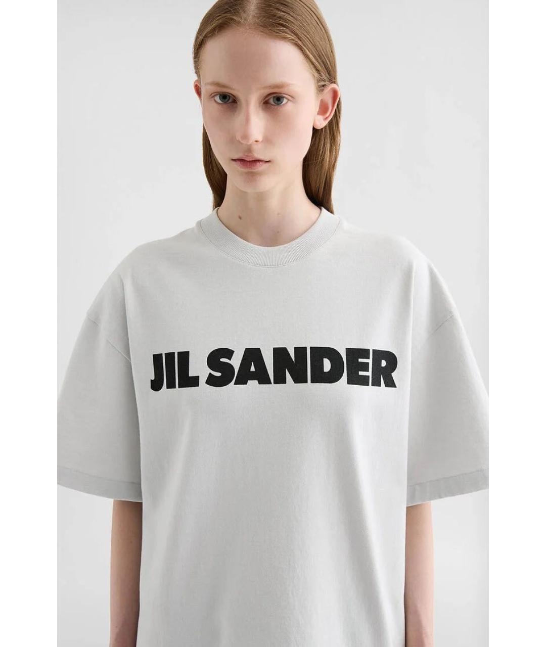 JIL SANDER Серая хлопковая футболка, фото 5