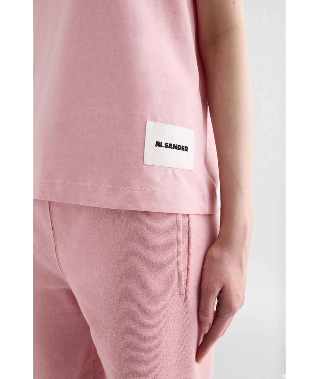 JIL SANDER Розовая хлопковая футболка, фото 5