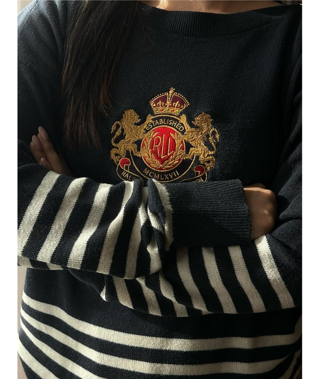 RALPH LAUREN Темно-синий хлопковый джемпер / свитер, фото 3
