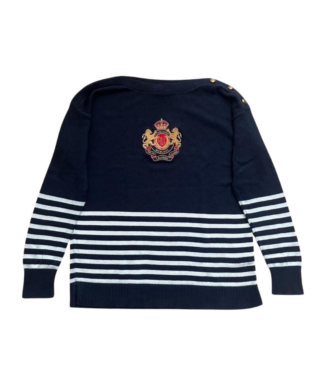 RALPH LAUREN Темно-синий хлопковый джемпер / свитер, фото 1