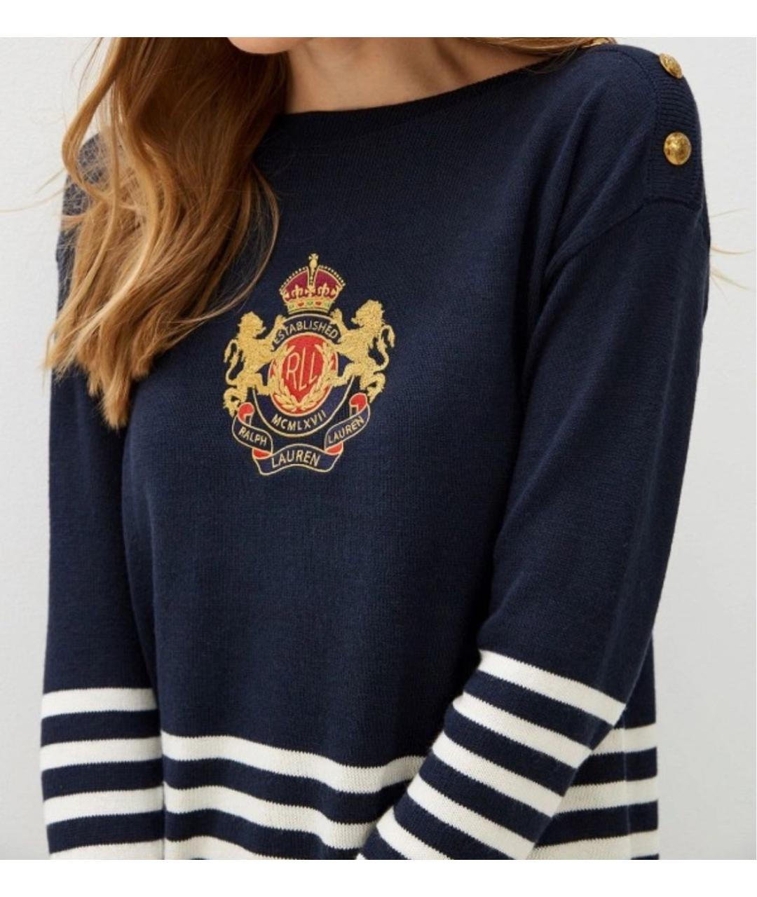 RALPH LAUREN Темно-синий хлопковый джемпер / свитер, фото 4