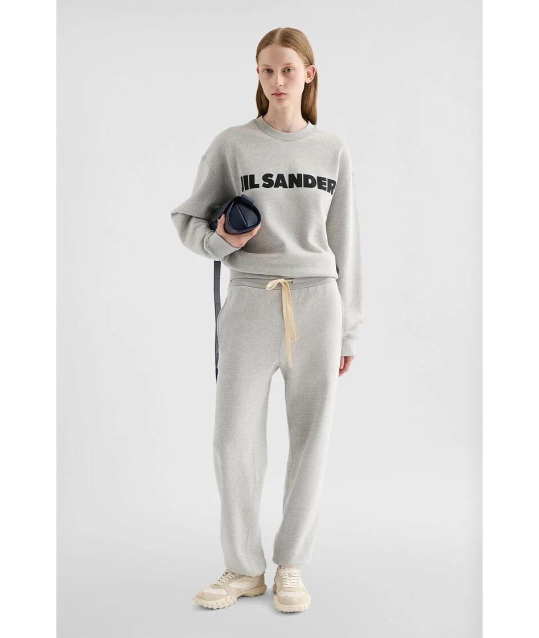 JIL SANDER Серые хлопковые спортивные брюки и шорты, фото 3