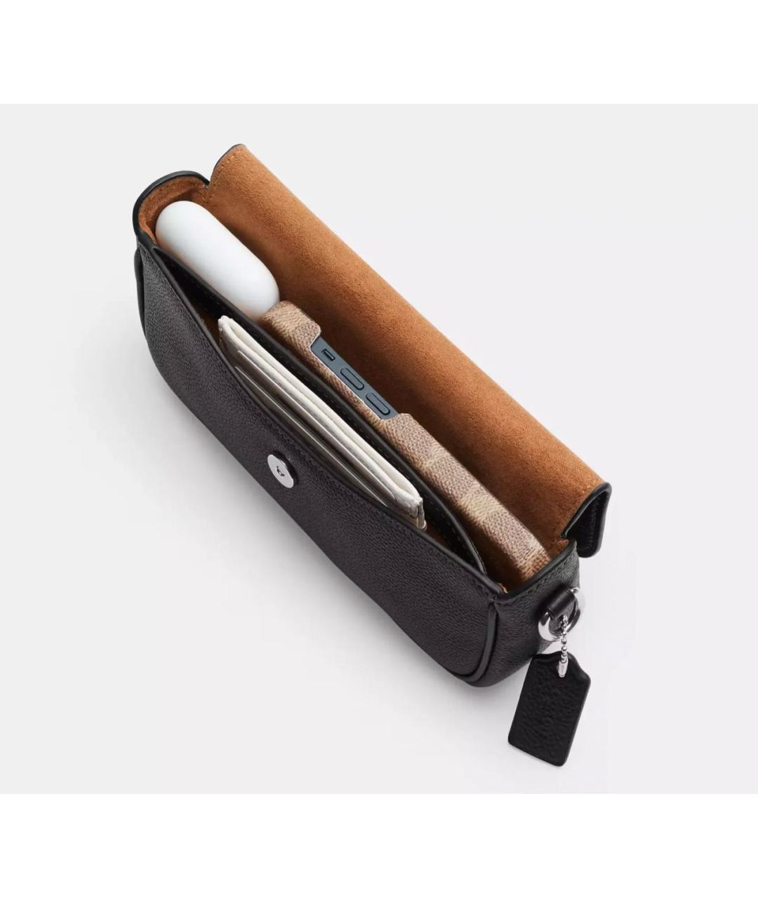 COACH Черная кожаная сумка через плечо, фото 3