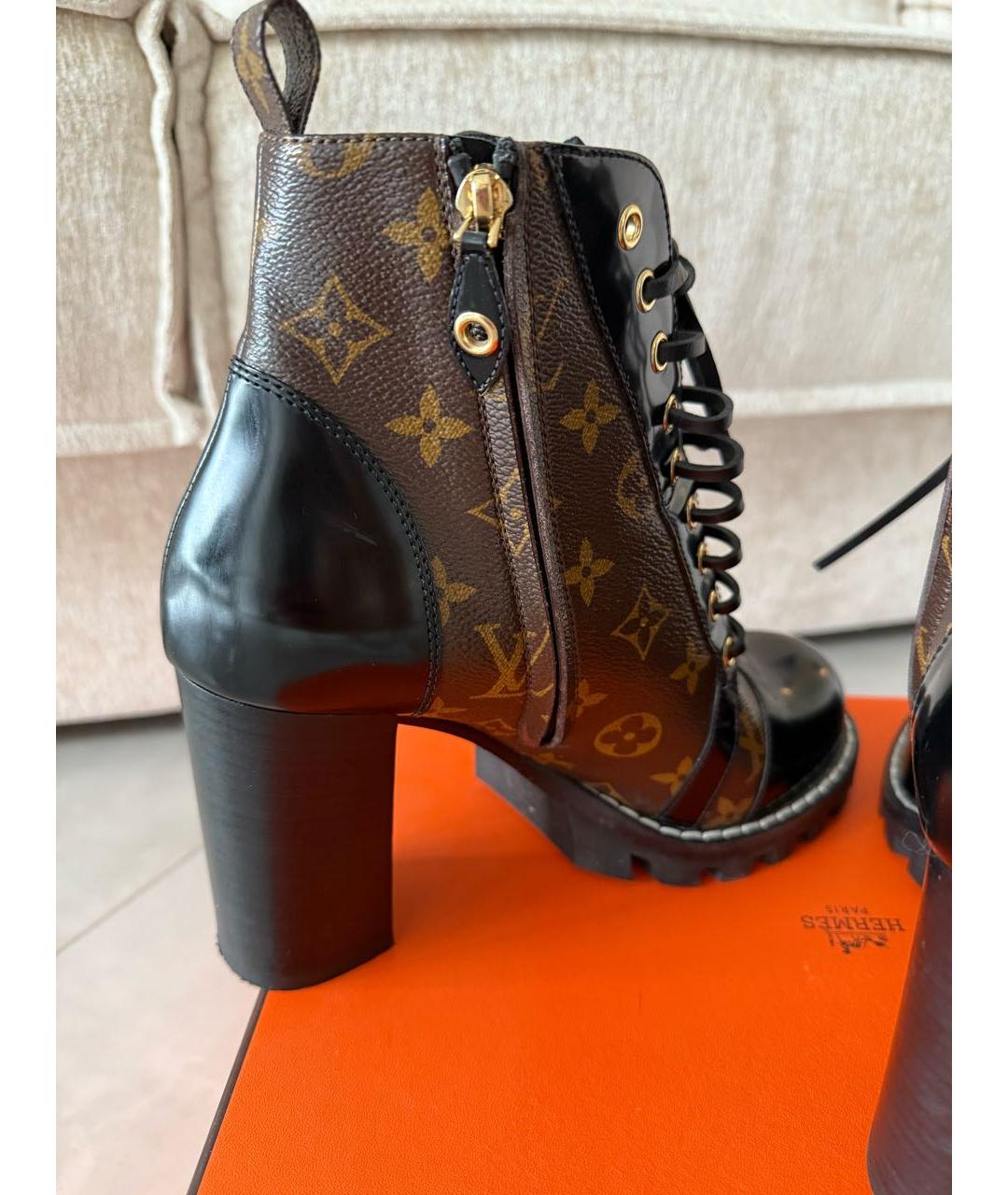 LOUIS VUITTON Коричневые кожаные ботильоны, фото 7