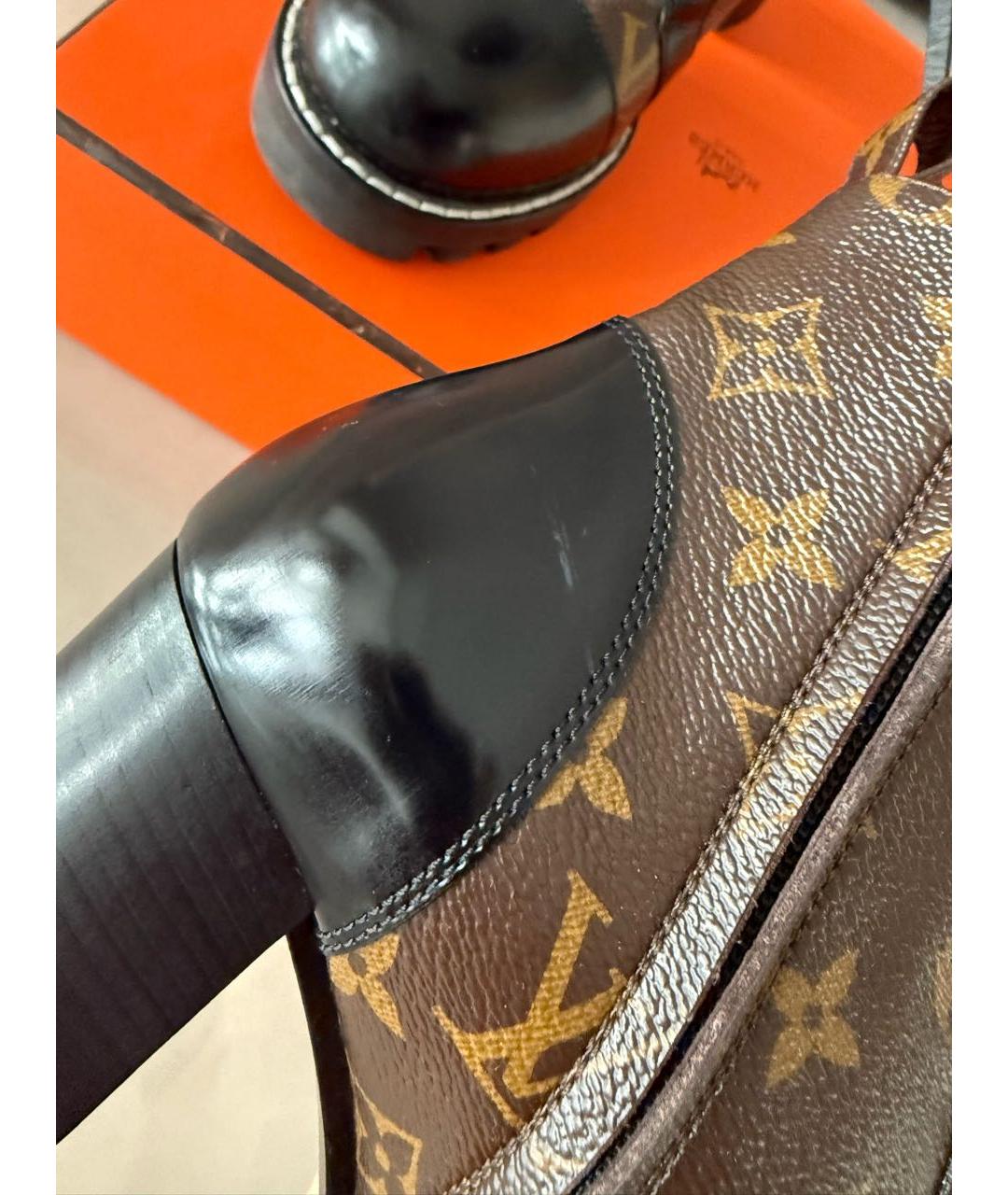 LOUIS VUITTON Коричневые кожаные ботильоны, фото 3