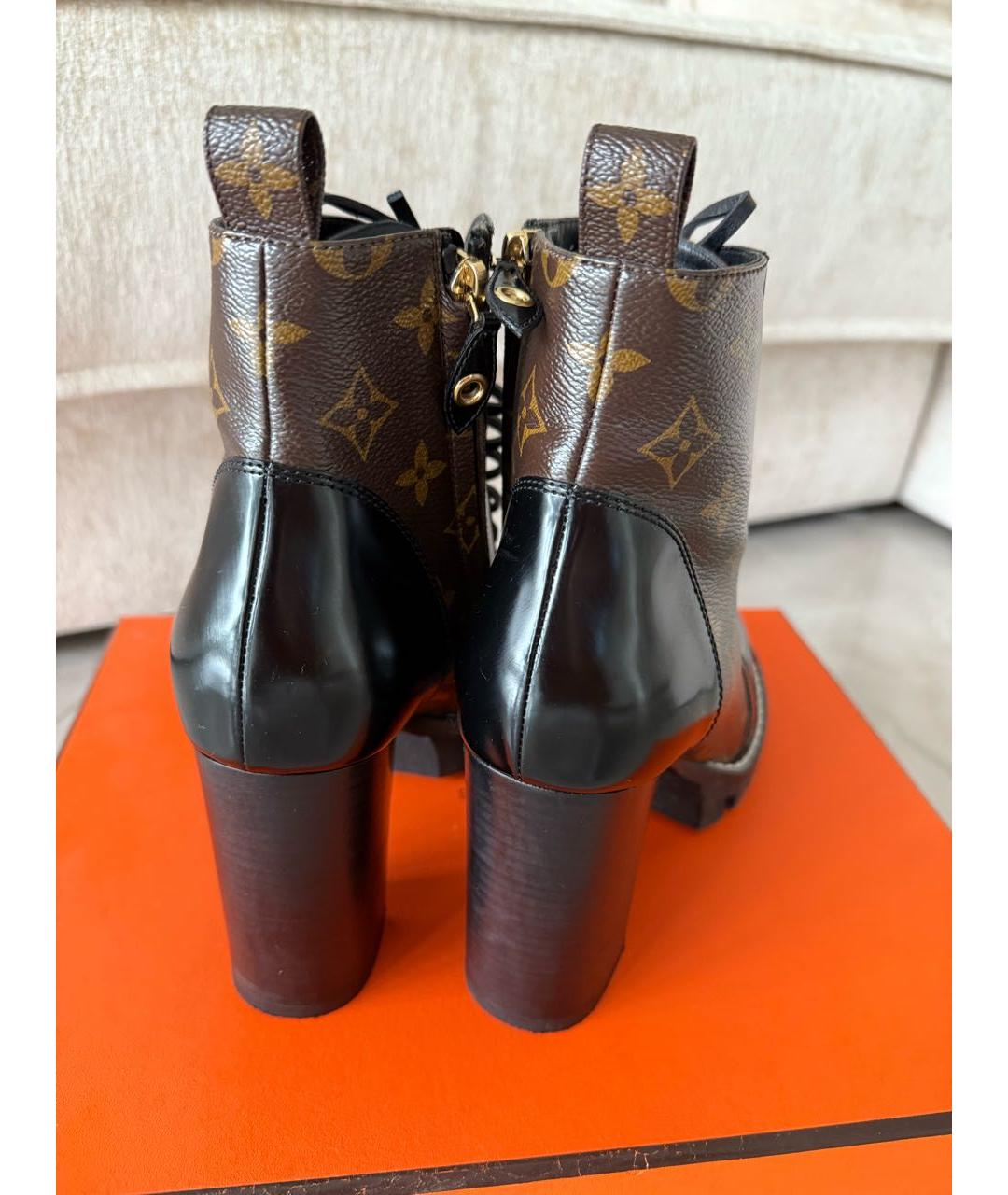LOUIS VUITTON Коричневые кожаные ботильоны, фото 6