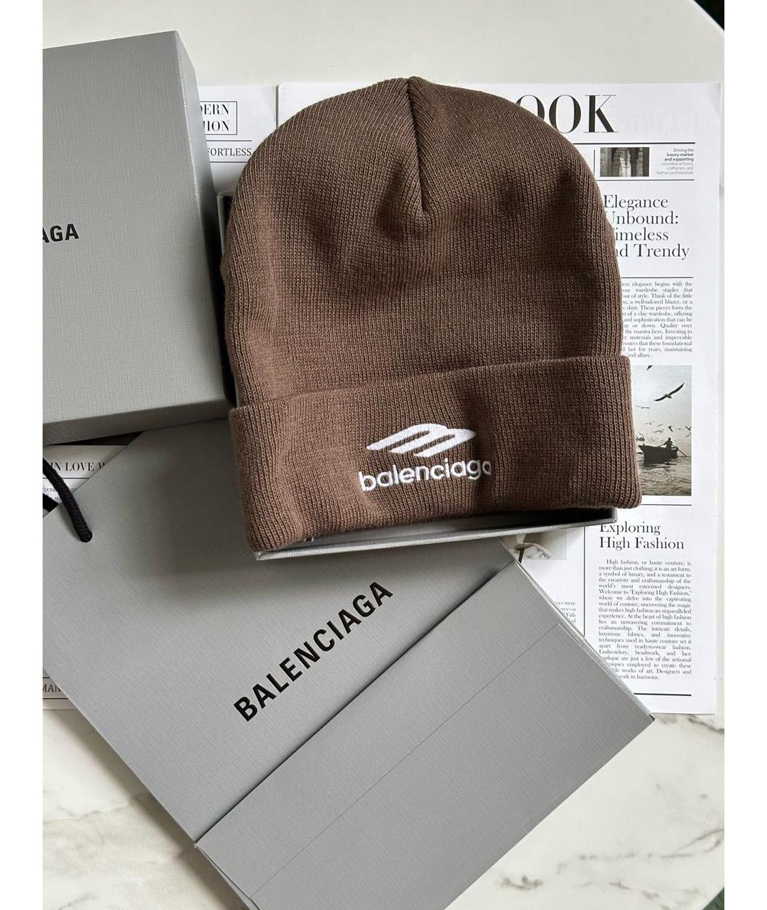 BALENCIAGA Коричневая шапка, фото 2
