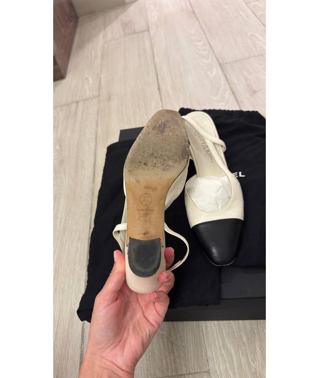 CHANEL Белые кожаные босоножки, фото 4