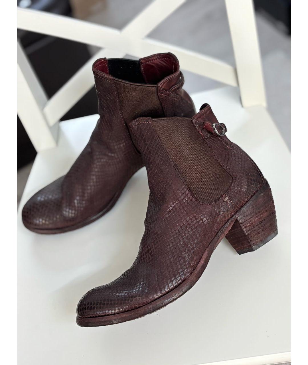 OFFICINE CREATIVE Бордовые кожаные ботильоны, фото 8