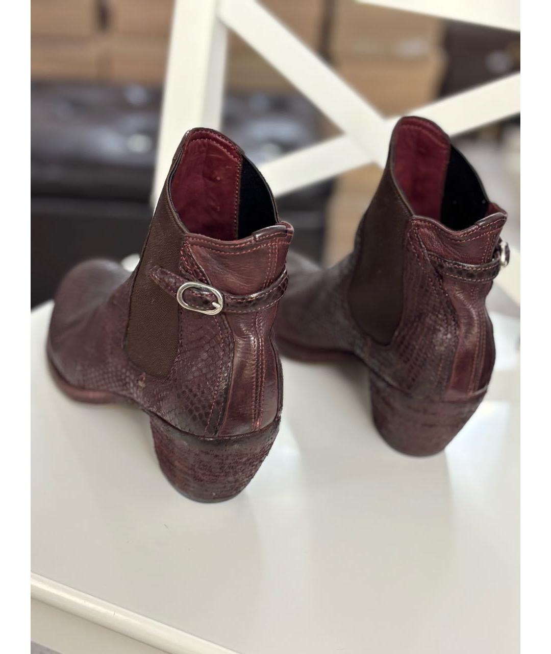 OFFICINE CREATIVE Бордовые кожаные ботильоны, фото 4