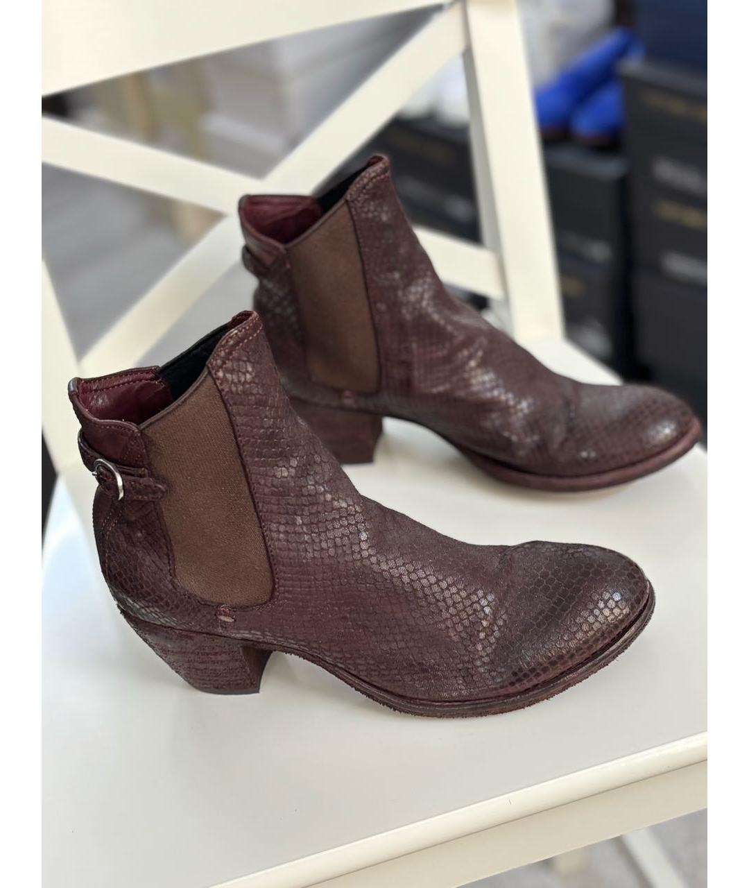 OFFICINE CREATIVE Бордовые кожаные ботильоны, фото 2