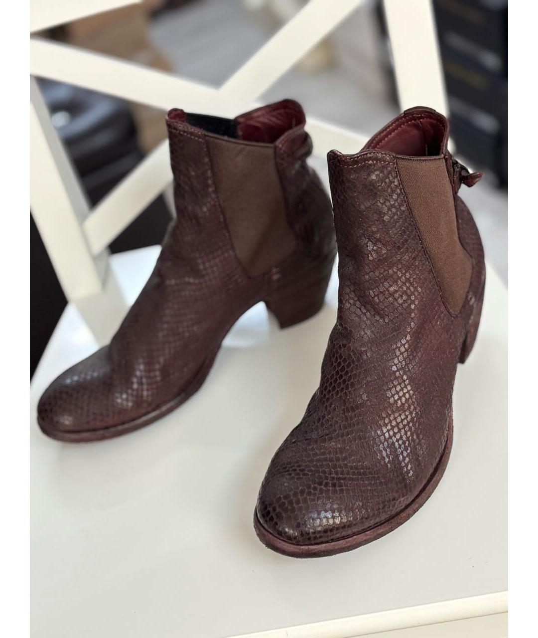 OFFICINE CREATIVE Бордовые кожаные ботильоны, фото 3