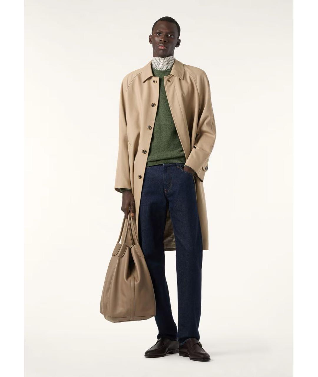 LORO PIANA Темно-синие хлопко-эластановые прямые джинсы, фото 5