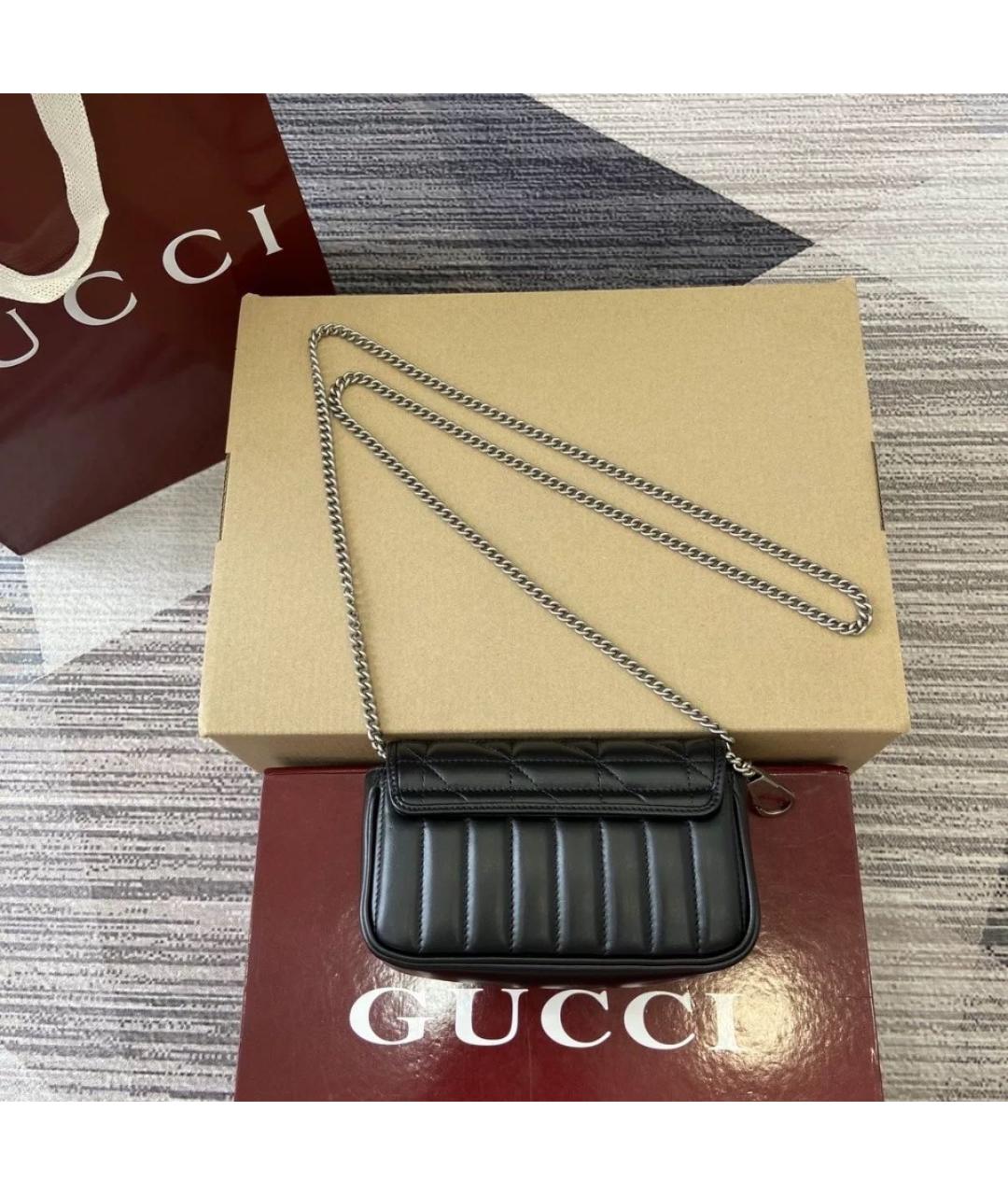 GUCCI Черная кожаная сумка тоут, фото 3