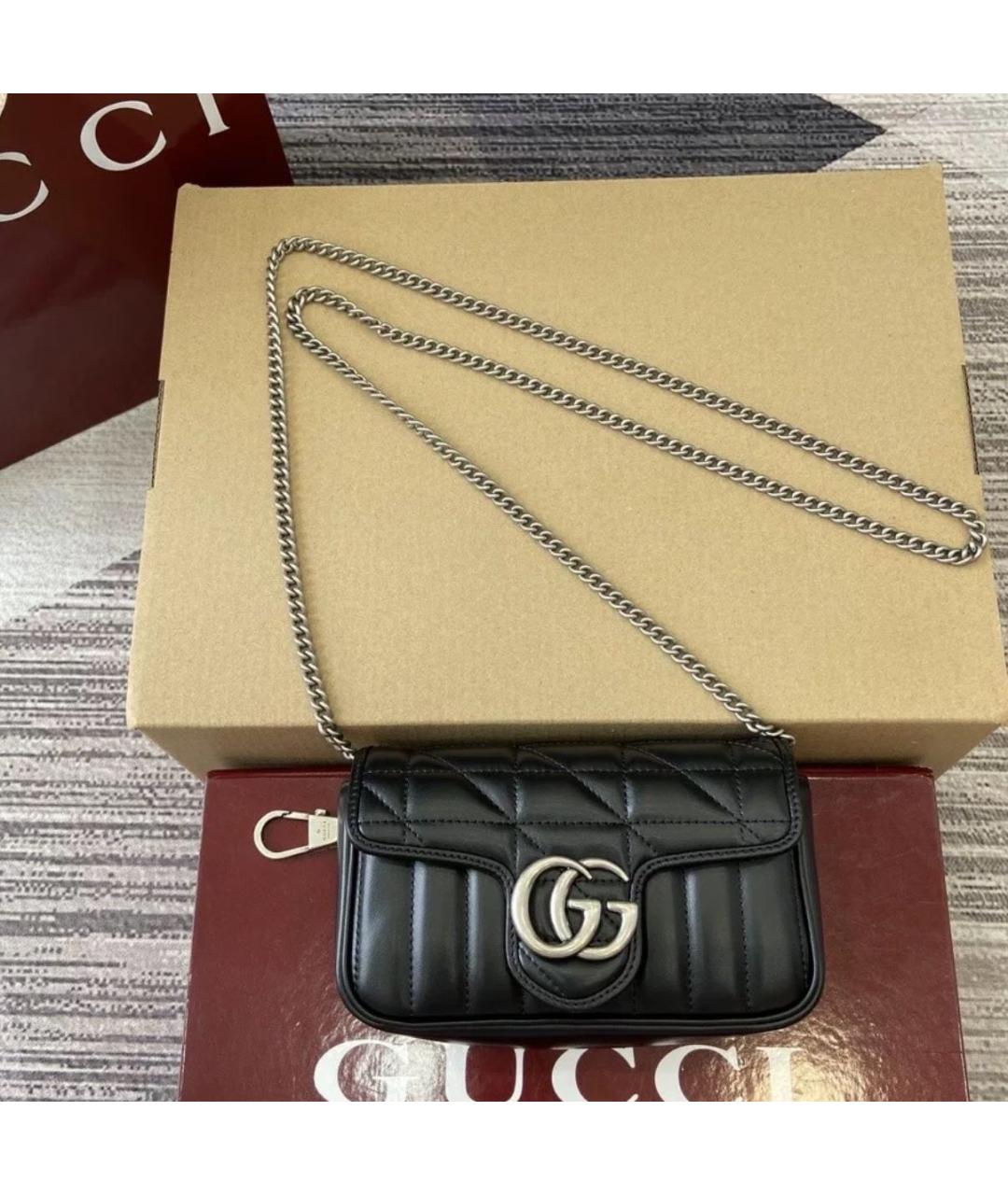 GUCCI Черная кожаная сумка тоут, фото 2