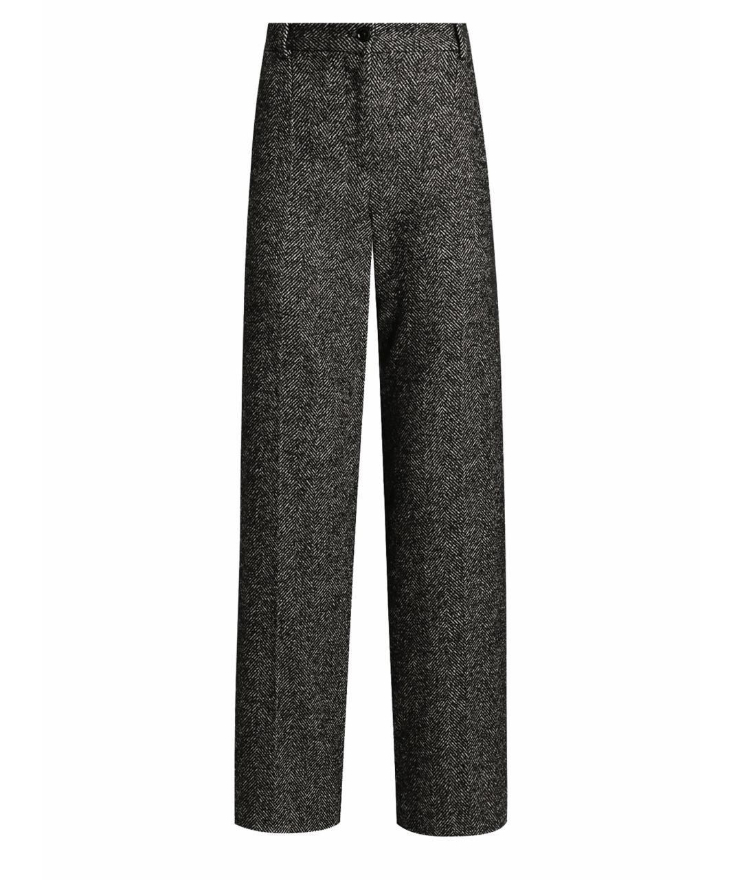 DOLCE&GABBANA Антрацитовые шерстяные прямые брюки, фото 1