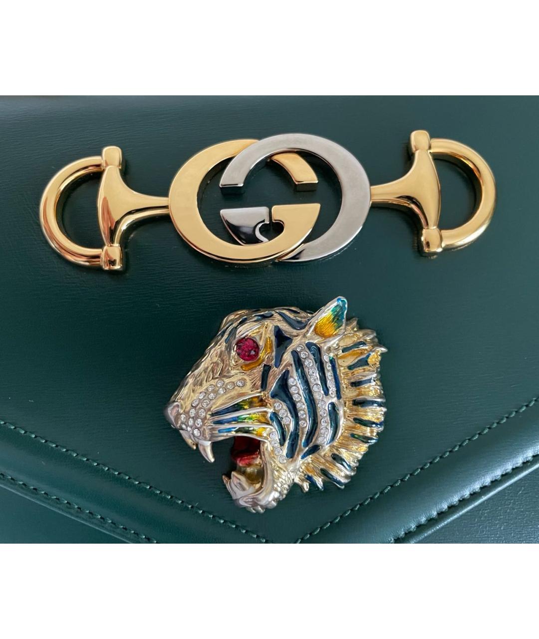 GUCCI Зеленая кожаная сумка через плечо, фото 5