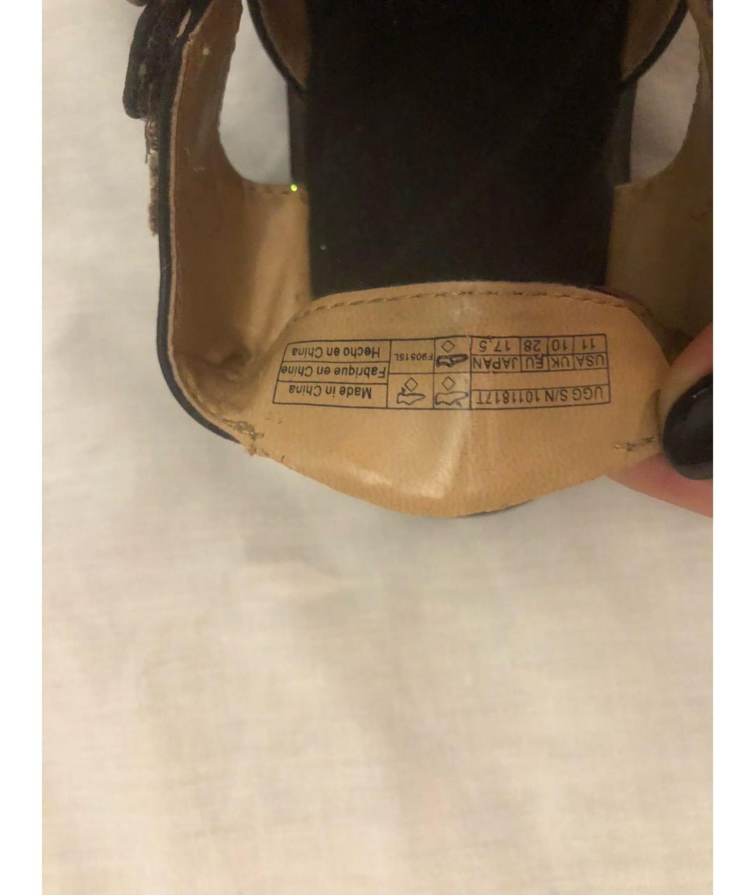UGG AUSTRALIA Коричневые кожаные сандалии и шлепанцы, фото 6