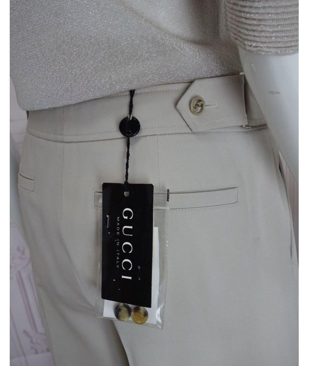 GUCCI Бежевые шерстяные брюки широкие, фото 6
