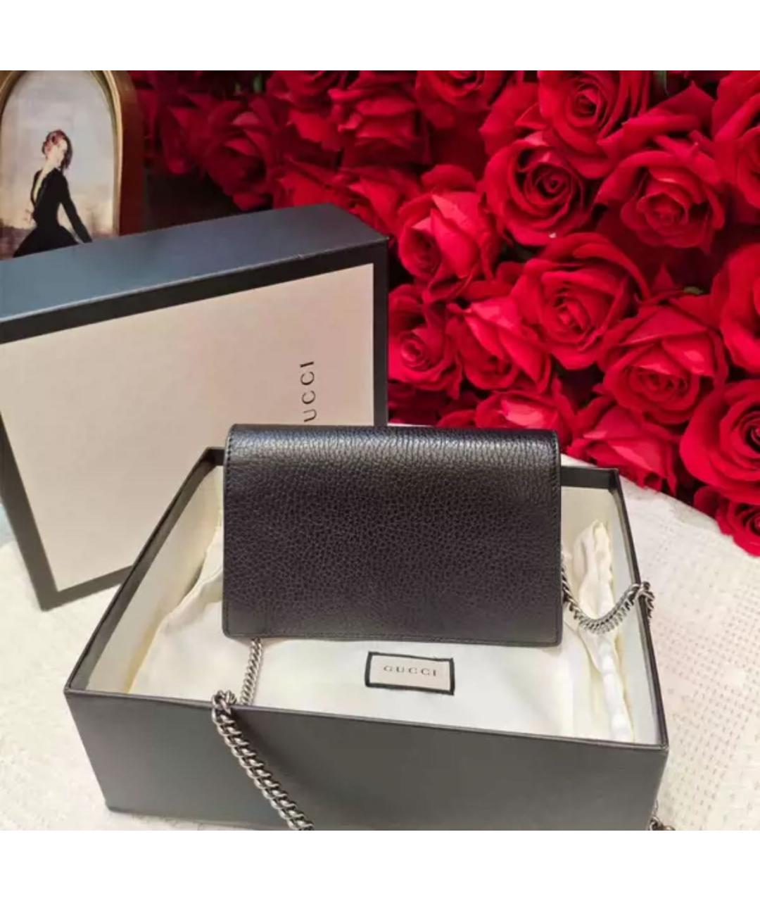 GUCCI Черная кожаная сумка через плечо, фото 3