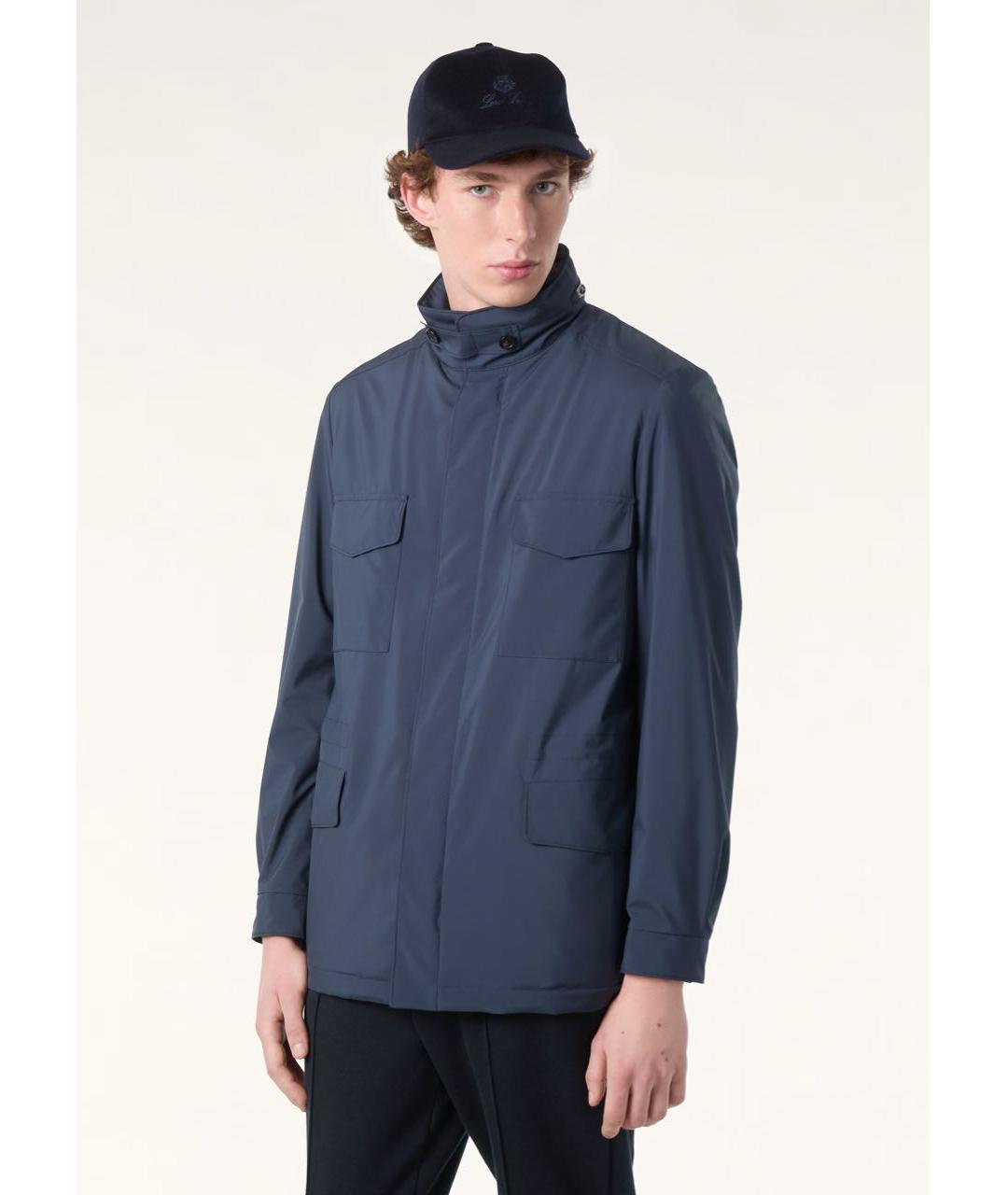 LORO PIANA Темно-синяя полиэстеровая куртка, фото 5
