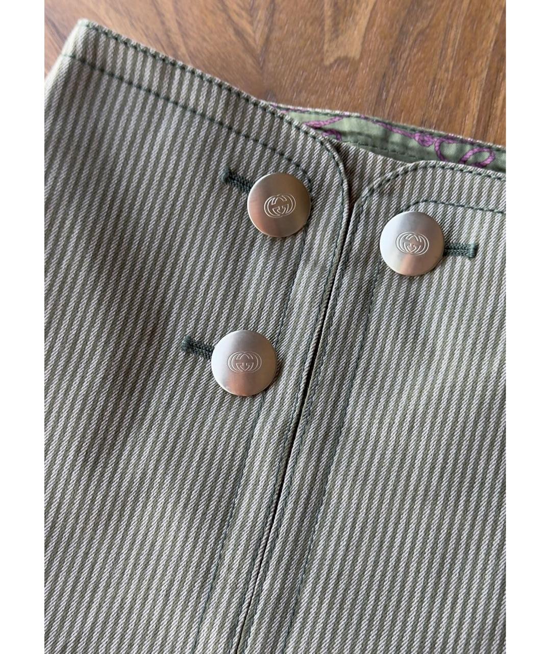 GUCCI Хаки хлопковая юбка миди, фото 4