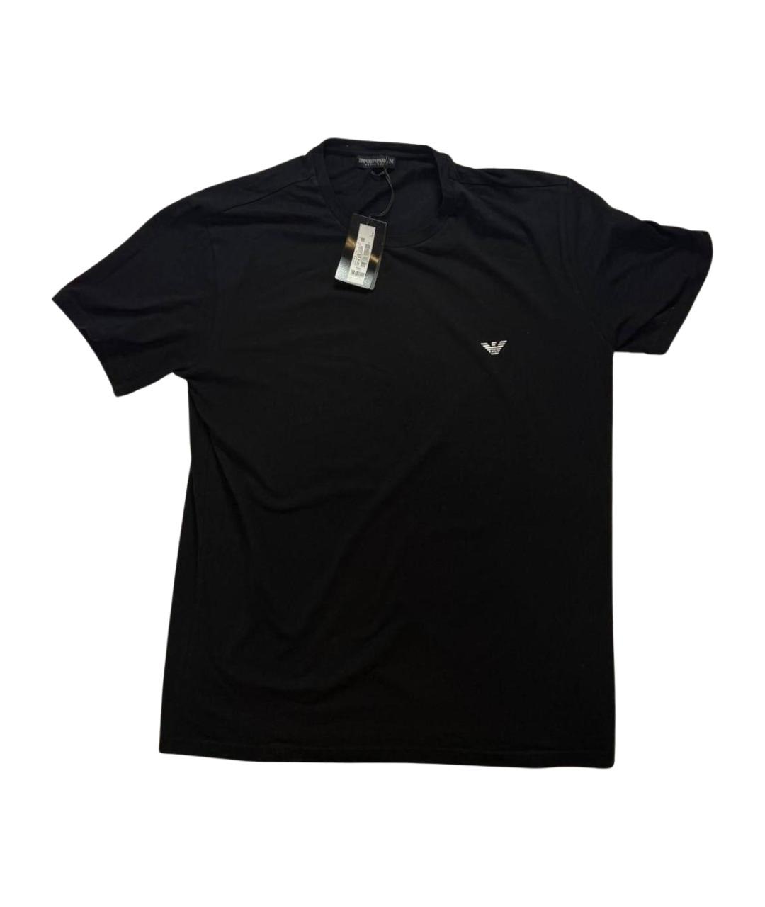 EMPORIO ARMANI Черная хлопко-эластановая футболка, фото 1