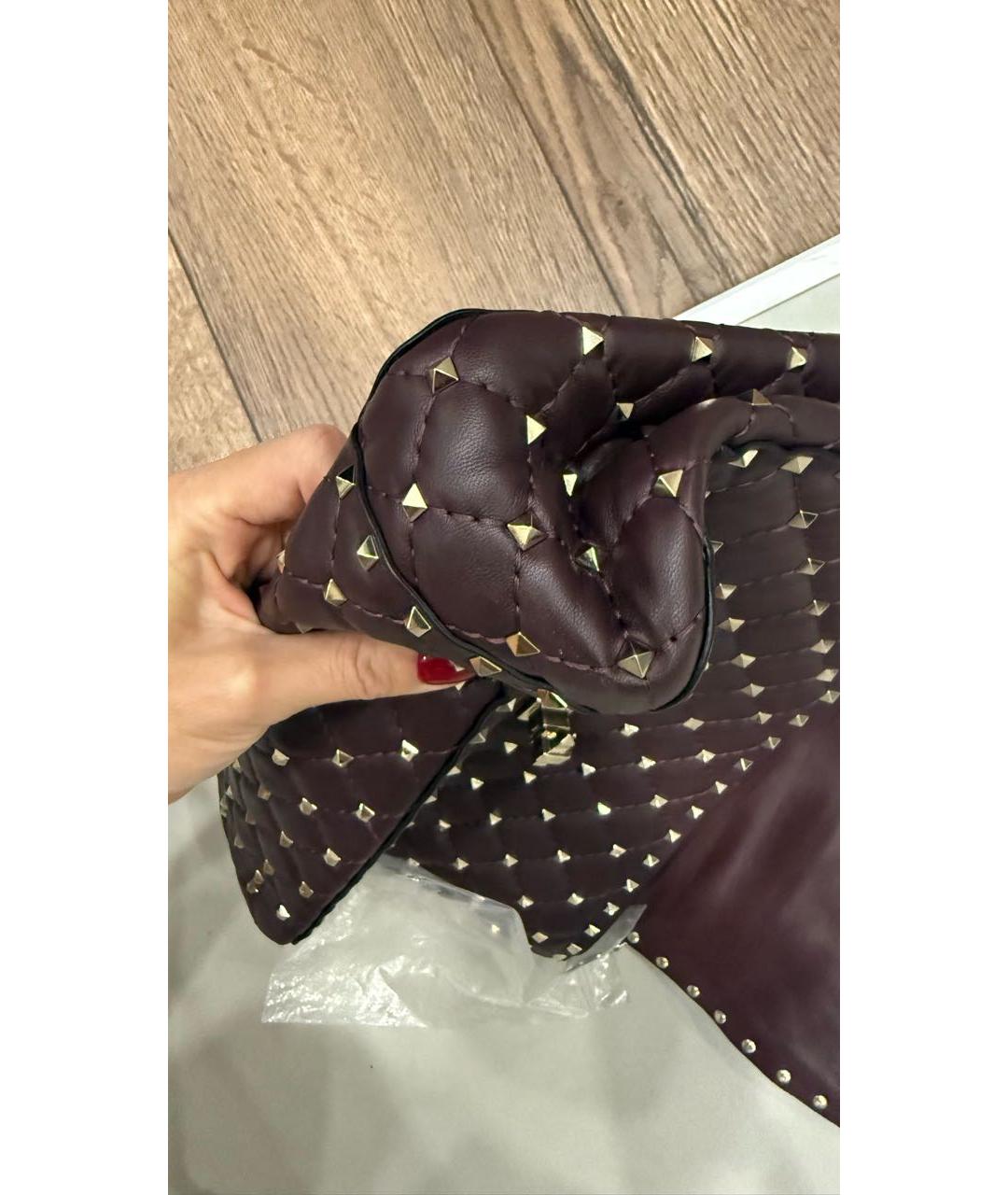 VALENTINO Бордовая кожаная сумка через плечо, фото 6