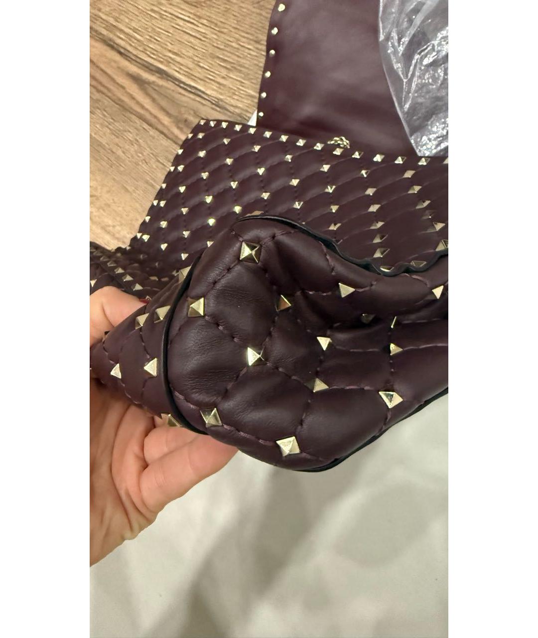 VALENTINO Бордовая кожаная сумка через плечо, фото 7