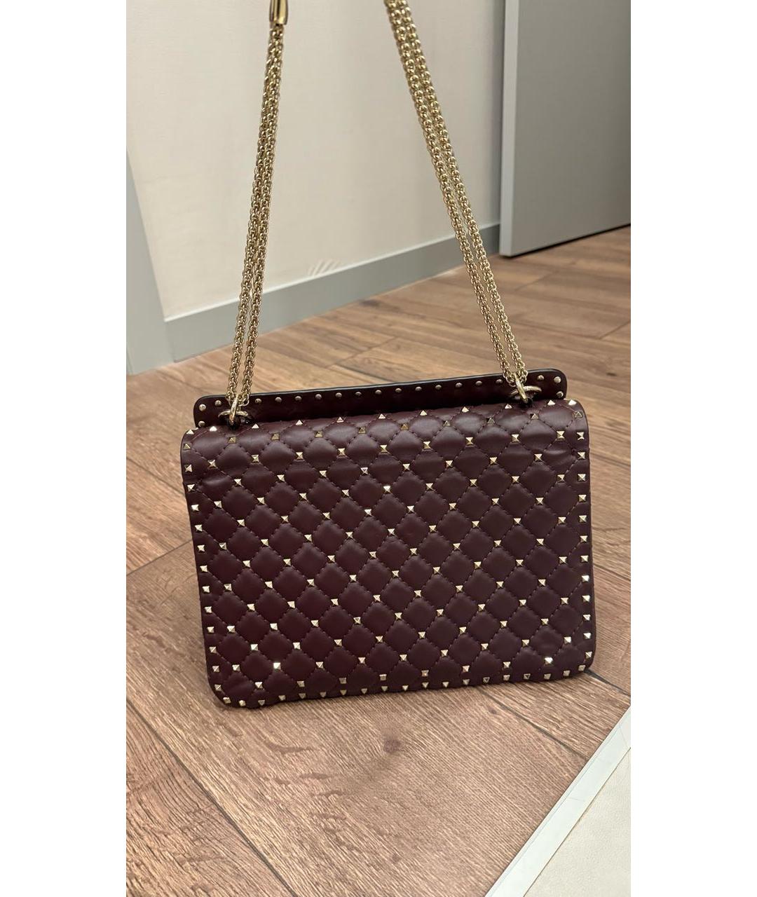 VALENTINO Бордовая кожаная сумка через плечо, фото 3