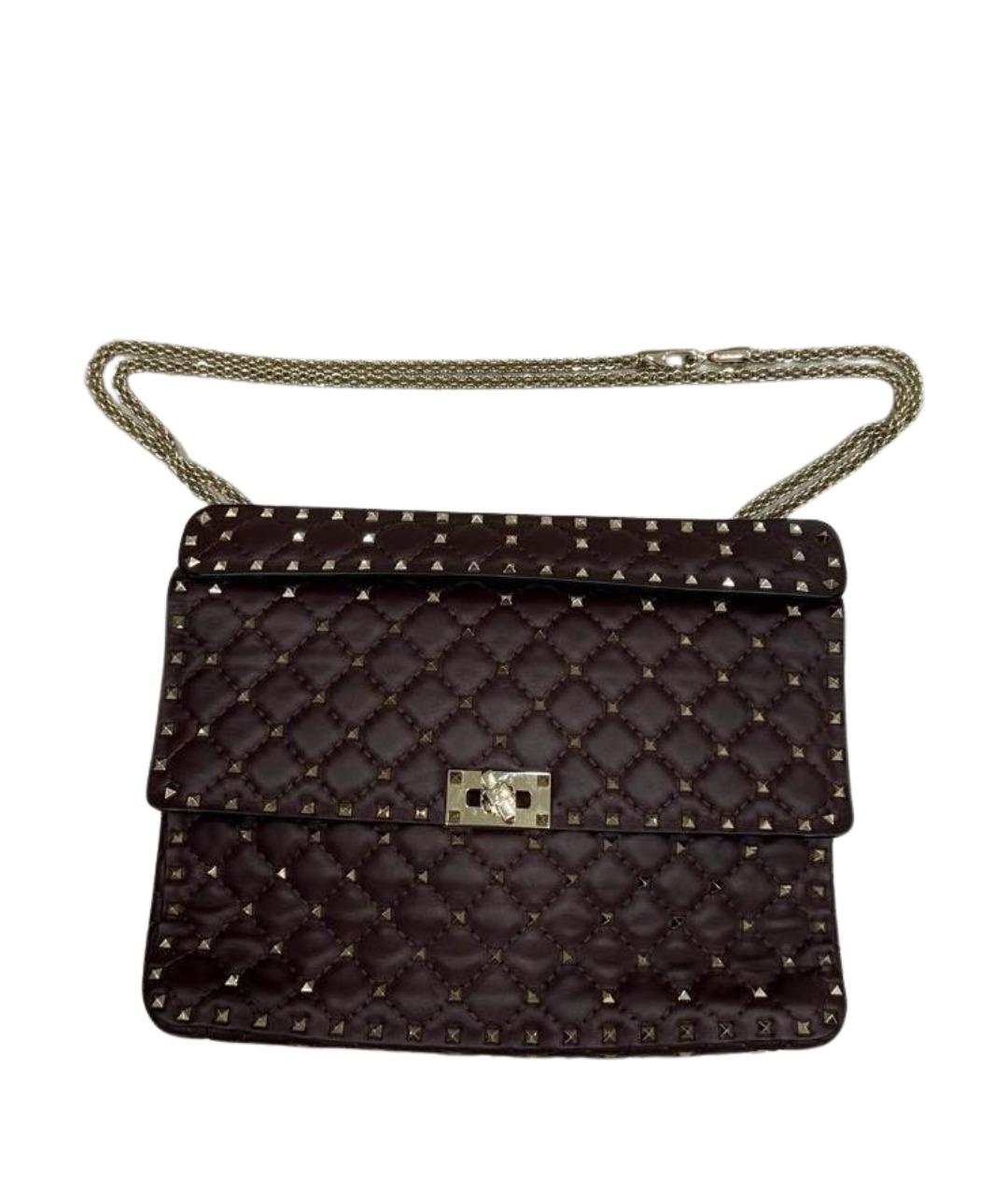 VALENTINO Бордовая кожаная сумка через плечо, фото 1