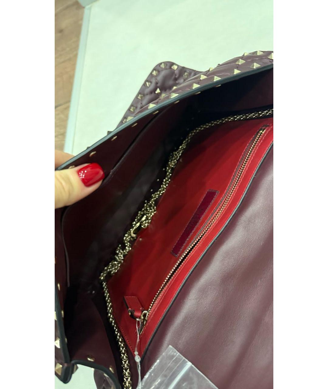 VALENTINO Бордовая кожаная сумка через плечо, фото 4