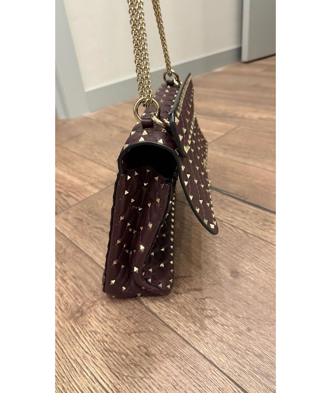 VALENTINO Бордовая кожаная сумка через плечо, фото 2