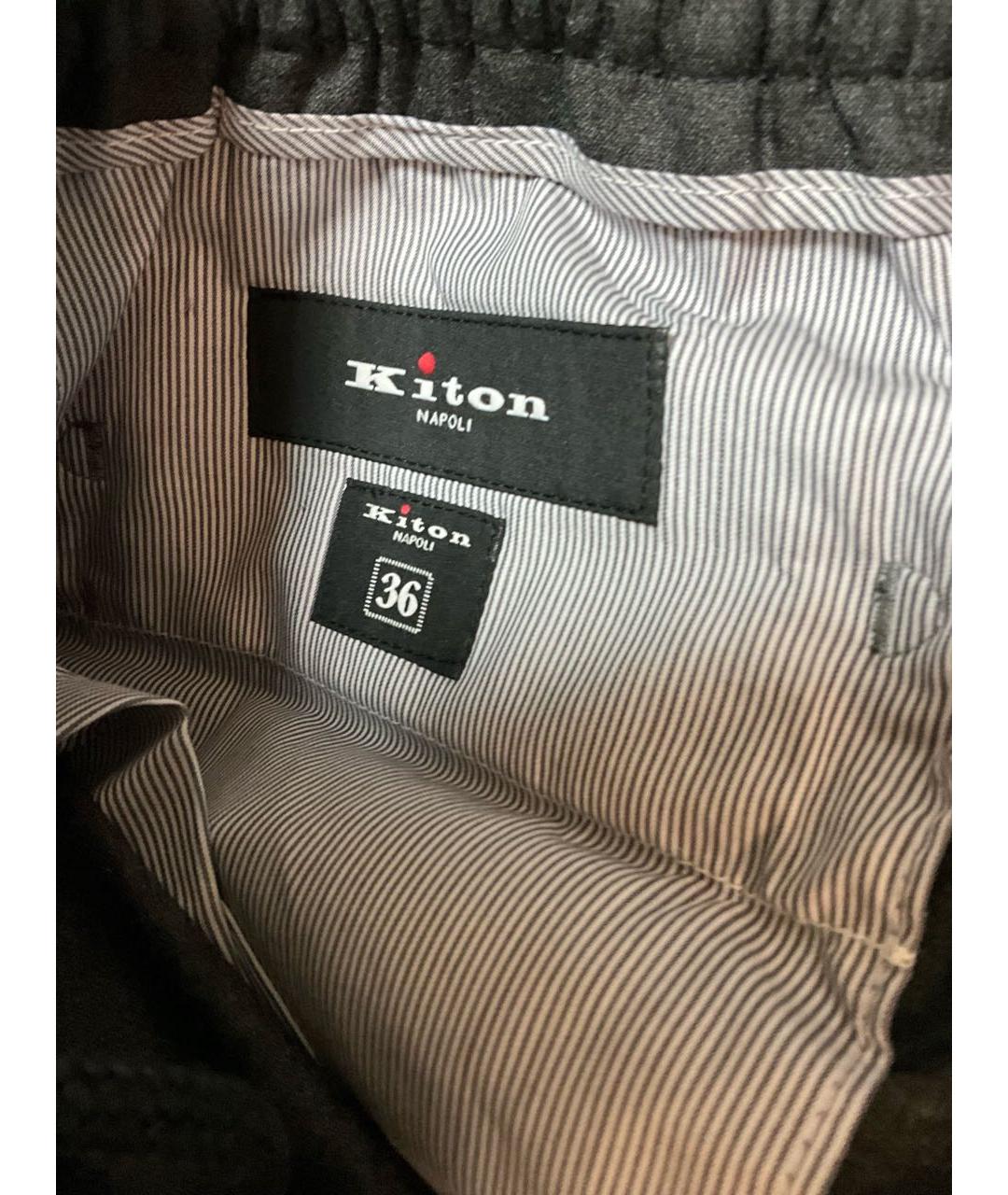 KITON Серые кашемировые повседневные брюки, фото 8