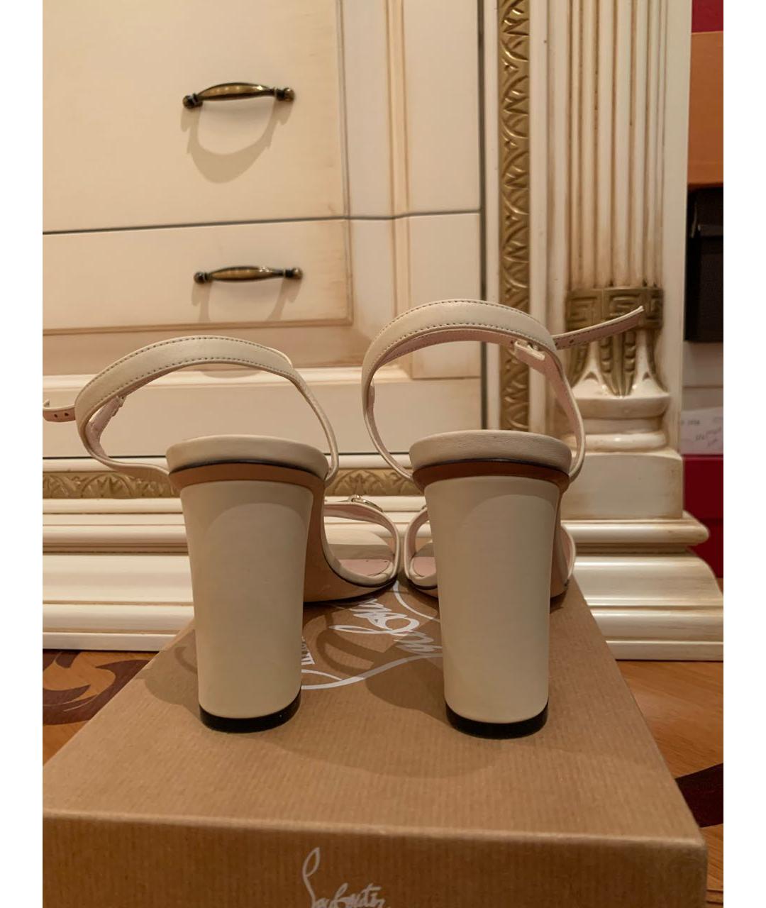 GUCCI Бежевые кожаные босоножки, фото 3