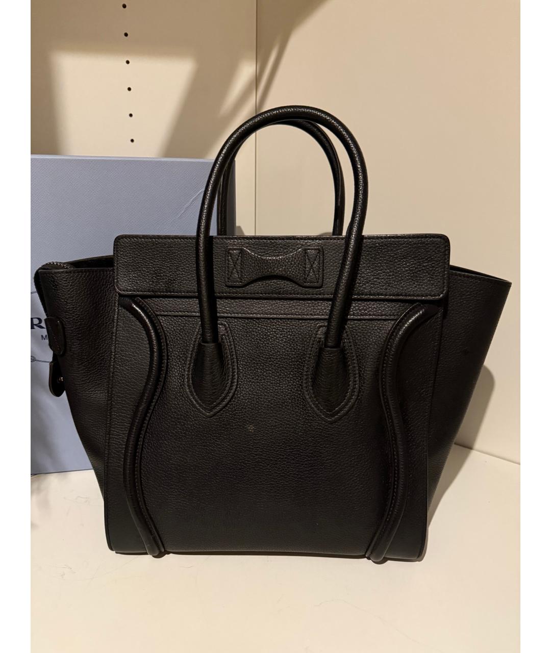 CELINE Черная кожаная сумка с короткими ручками, фото 6