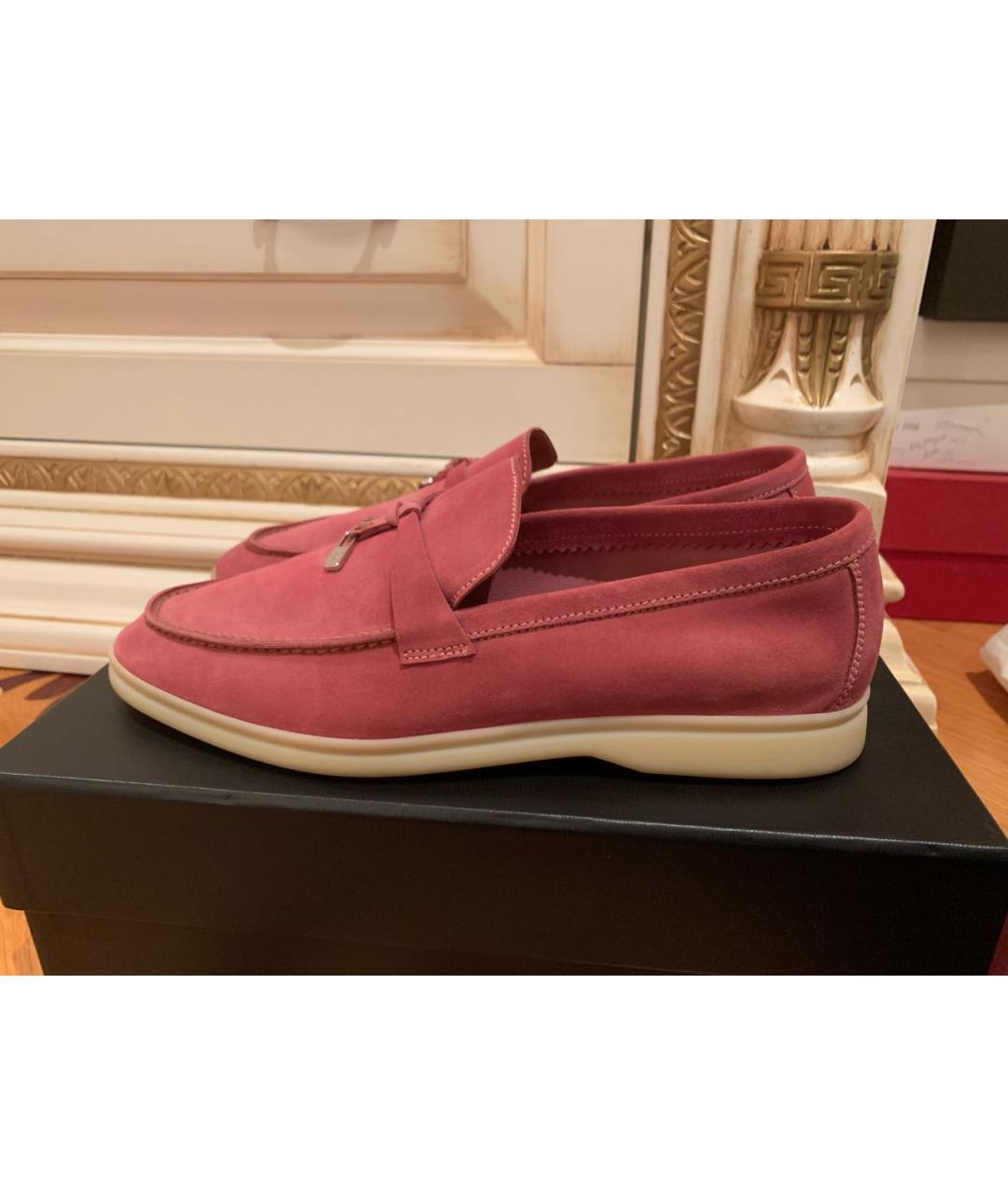 LORO PIANA Розовые замшевые лоферы, фото 6