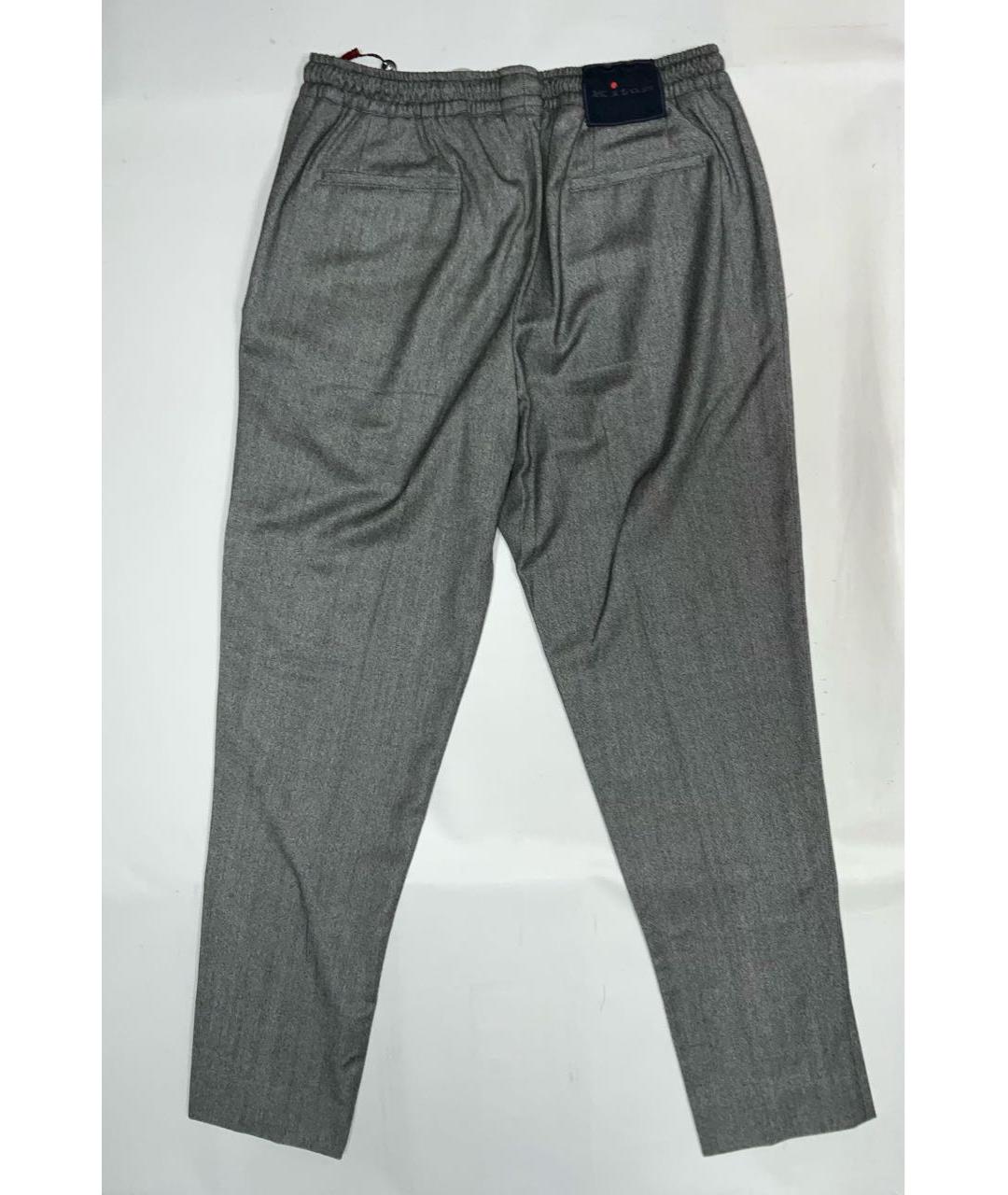 KITON Серые шерстяные повседневные брюки, фото 4